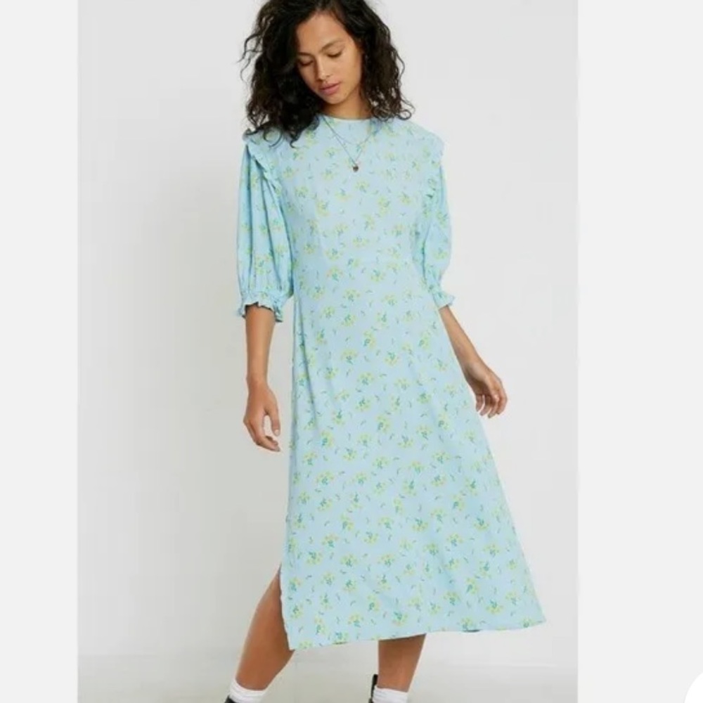 Faithfull The Brand Jean Marie Blue Floral Midi Dress - Picture 2 of 7